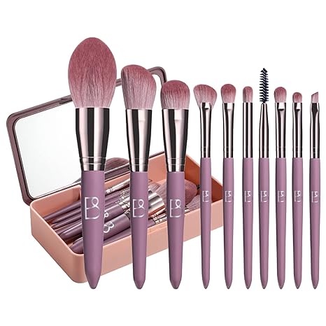 BS-MALL Makeup Brushes Premium Synthetic Foundation Powder Concealers Eye Shadows Makeup 10 Pcs Brush Set, With Makeup Brush Cleaner Mat Case