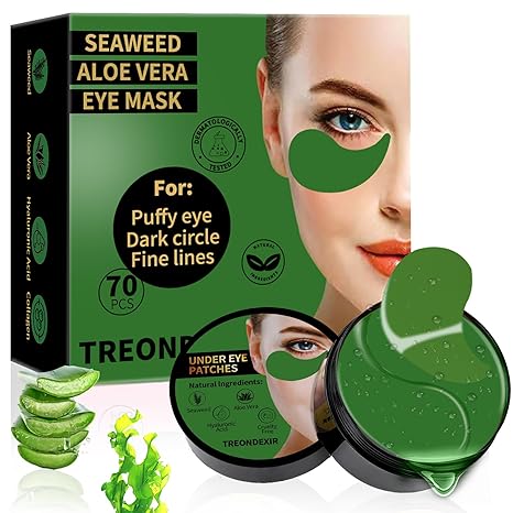 Under Eye Masks for Dark Circles and Puffiness 70PCS, Under Eye Patches for Puffy Eyes Treatment, Under Eye Gel Pads w/Seaweed, Aloe Vera, Peptides for Eye Bags Treatment, Eye Mask Patches Skincare