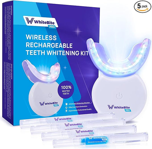 Teeth Whitening Kit Pen Gel: 32X LED Light with Hydrogen Carbamide Peroxide for Sensitive Teeth - Professional Tooth Whitener Dental Tools with Mouth Tray for Achieving a Bright White Smile